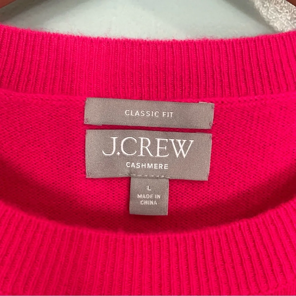 JCrew Cashmere Sweater Classic Fit Crewneck Pink Fuchsia Magenta Women Sz Large - Picture 8 of 11